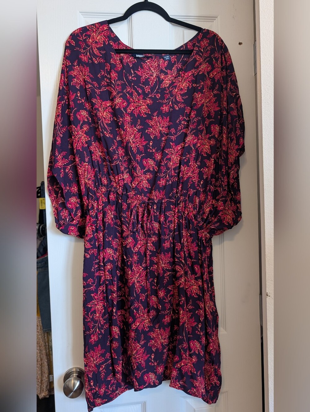 Lands' End Floral Kaftan Swim Cover-Up Dress – Purple & Pink, Size XL